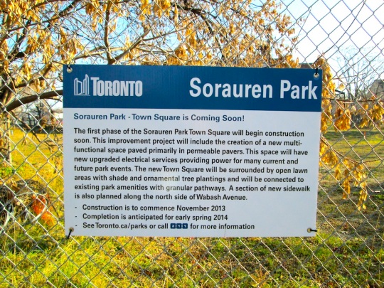 Sorauren Town Square construction signs
